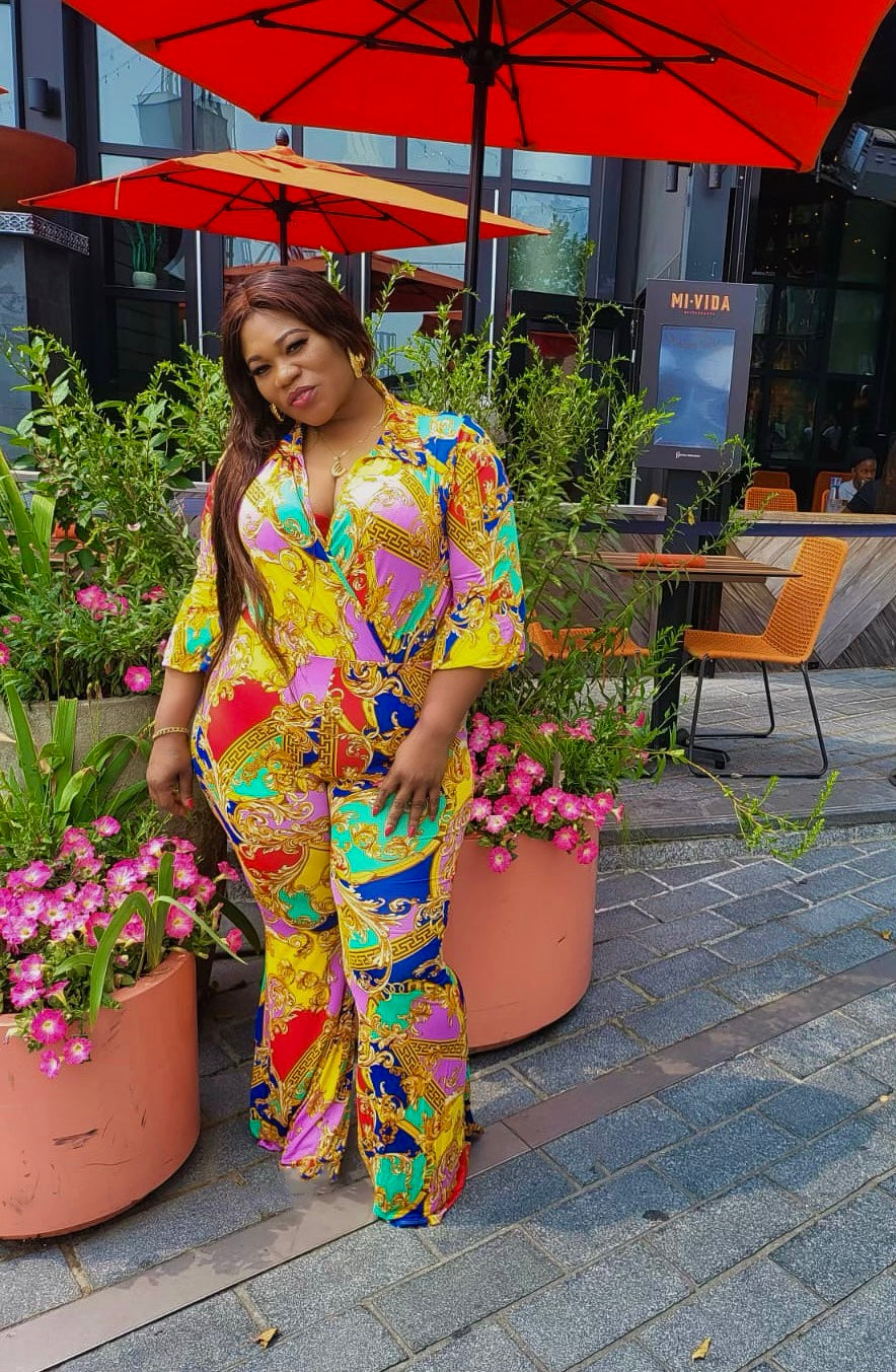 Vikky multicolor Two piece plus Set